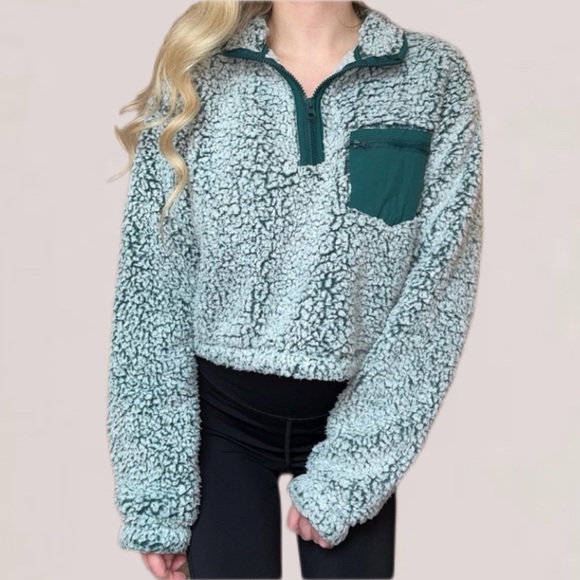 La Hearts Green Sherpa Quarter-zip Pullover Size Small - Picture 3 of 13
